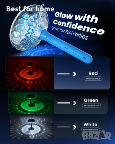 Соларен термометър  с 8 RGBW цветови режима, два цифрови дисплея , снимка 2 - Басейни и аксесоари - 51857173