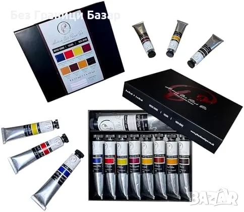 Нов Комплект маслени бои 9 цвята – Висок пигмент, Бързосъхнещи Дълготрайни