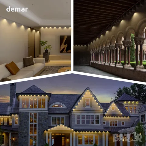 Коледни лампички Tacobey 15 м 36LED, дистанционно, 8 режима, таймер, водоустойчиви - топло бяло, снимка 5 - Декорация за дома - 47989737