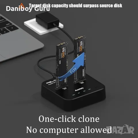 Дубликатор MAIWO K3016S 2 Bay m.2 SATA докинг станция, кутия за външен SSD M2 b key , m key, снимка 3 - Други - 49930777
