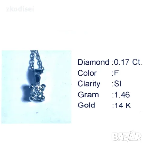 Златнo колие с диаманти 0,17Ct. чистота:SI 49см. модел:42921-1, снимка 2 - Колиета, медальони, синджири - 55824537