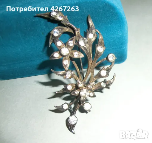 Антикварна сребърна брошка , снимка 2 - Антикварни и старинни предмети - 49262002