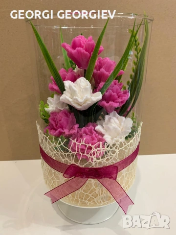 цветя изработени с глицеринов ароматен сапун и Българска роза Стара Загора Център 