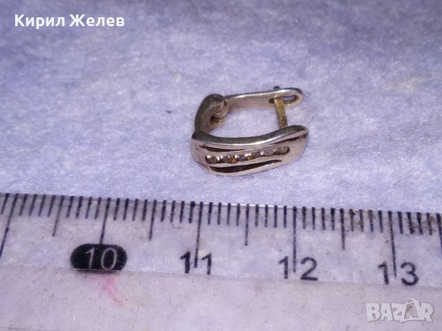 СТАРА СКЪПОЦЕННА СРЕБЪРНА ОБЕЦА СРЕБРО 925 с АНГЛИЙСКА ЗАКОПЧАЛКА и ФАСЕТИРАНИ ЦИРКОНИ 38684, снимка 9 - Обеци - 41741501