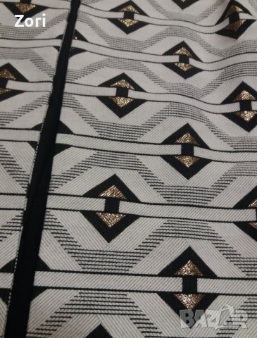 РАЗКОШНО удължено сако в черно--бели-златисти фигури и 3/4 дължина на ръкава, снимка 4 - Сака - 42603605