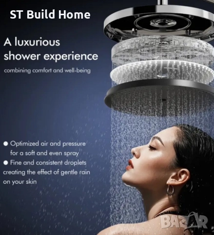 Модерен хромиран душ комплект с водопад и 5 функции , снимка 6 - Душове - 51486139