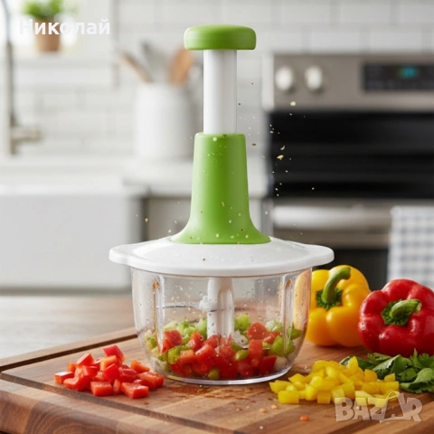 Ръчен кухненски чопър 900 мл с 3 остриета от неръждаема стомана Cheffinger, снимка 2 - Чопъри и пасатори - 53127798