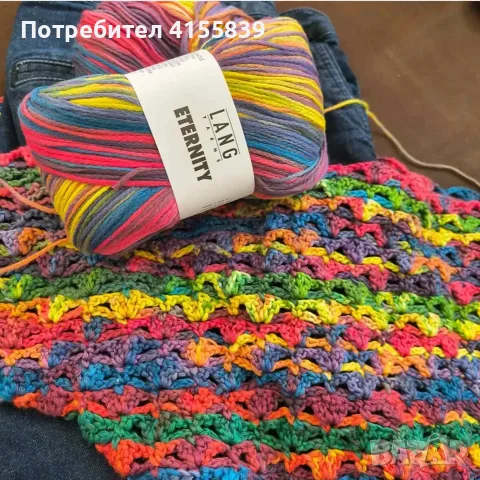 Ръчно плетен шал наметка, снимка 3 - Шалове - 55784186