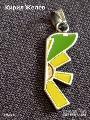 Сребърна висулка с емайл Арт деко винтидж стил 52350, снимка 7 - Колиета, медальони, синджири - 52718858