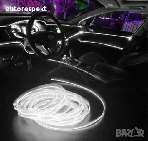 LED Бяла Диодна интериорна лента за табло 2 мт амбиентно осветление, снимка 2 - Аксесоари и консумативи - 49661122