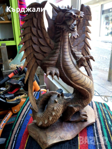 Уникален Голям Дракон от Дърво Ръчна Изработка!, снимка 2 - Статуетки - 44671891