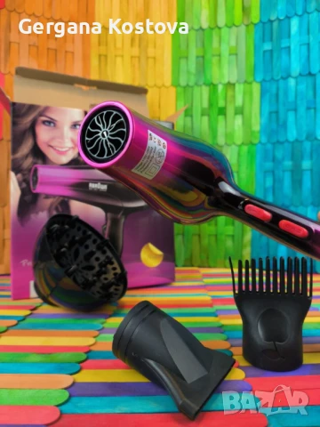 Професионален Сешоар RBR0WN 5000W с Дифузер + 3 Приставки, снимка 1