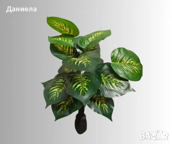 Изкуствено декоративно растение с шарени зелени листа ,1 метър, снимка 2 - Декорация за дома - 49812974