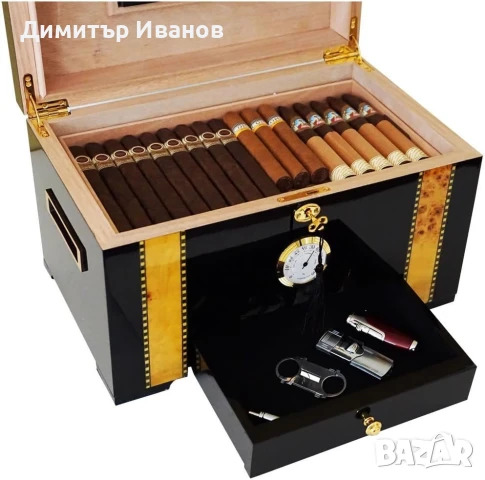 Кедров хумидор за 80-100 пури със хидрометър и овлажнител, снимка 6 - Други - 50996842