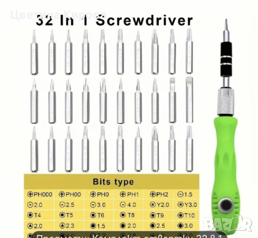 Комплект магнитни отвертки 32 части в 1, снимка 5 - Ремонт на друга електроника - 44731700