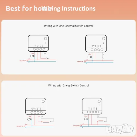 Smart Switch Съвместим с Alexa, Google Home, Home Assistant, снимка 7 - Друга електроника - 49470003