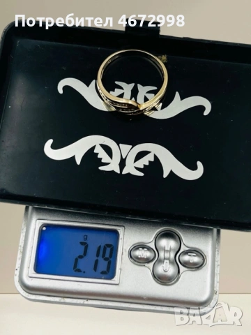 Златен пръстен с диаманти 14к, снимка 9 - Пръстени - 53254114