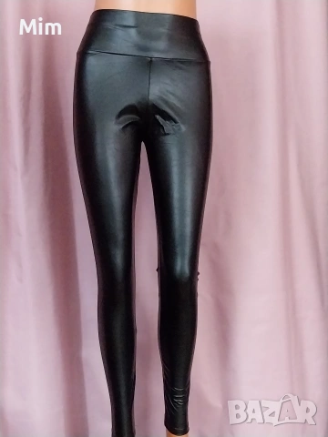 Черни ,еластични клинове еко кожа , снимка 13 - Клинове - 53240332