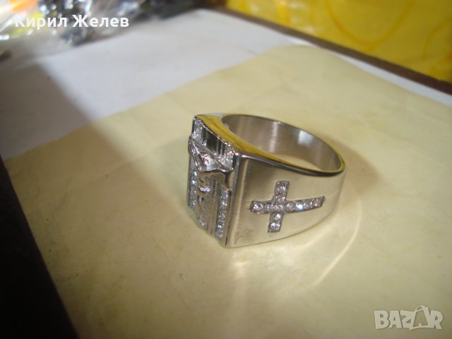 КРЪСТОВИДЕН СТОМАНЕН с ФАСЕТ ЦИРКОН КАМЪНИ МОДЕН КРАСИВ МАСИВЕН СРЕБРИСТ ПРЪСТЕН 25011, снимка 7 - Пръстени - 34560547