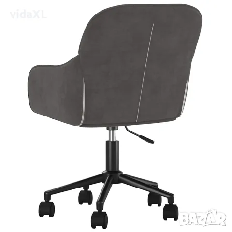 vidaXL Въртящ се офис стол, тъмносив, кадифе, снимка 5 - Столове за офис - 56147113