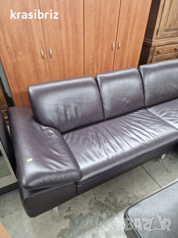 Ъглов Диван-Естествена Кожа-внос от Германия!, снимка 3 - Дивани и мека мебел - 53511024