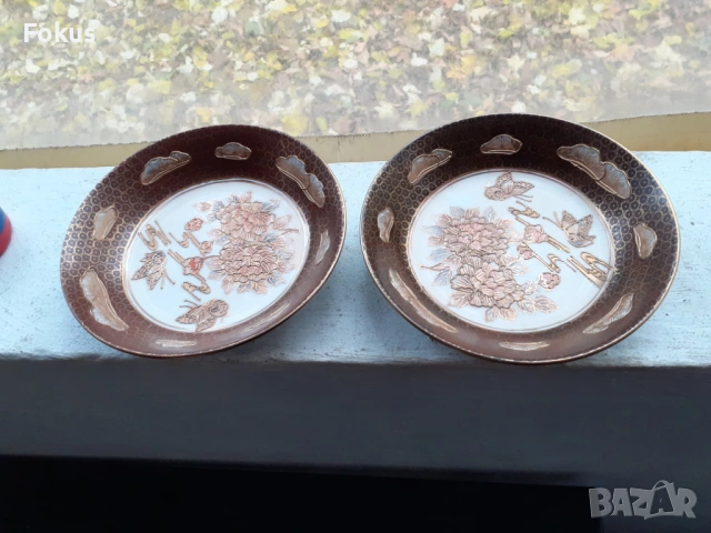 Лот от две чинии сатцума Satsuma порцелан, снимка 5 - Антикварни и старинни предмети - 53449190