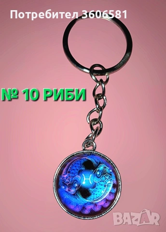 Стилни Ключодържатели със Зодии(кръгли) – Перфектният Подарък за всички възрасти, снимка 10 - Други - 44759520