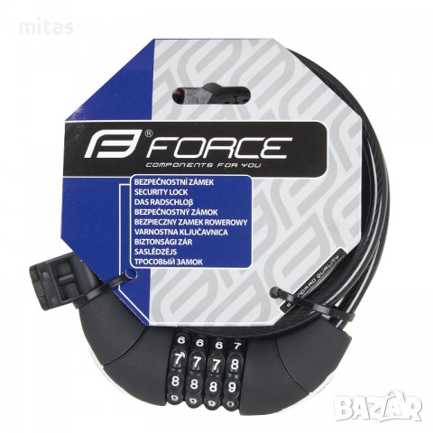 Заключващо устройство за велосипед с код FORCE LUX 85см/10мм + Държач, снимка 2 - Аксесоари за велосипеди - 38820071