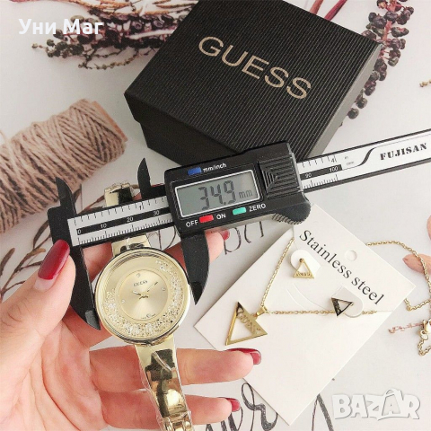 Дамски ръчен часовник Guess + ПОДАРЪК колие и обеци , снимка 5 - Дамски - 36269329