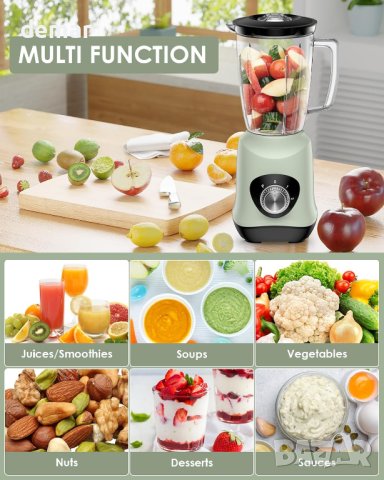 Блендер за сок Cosicosy с кана 1 л без BPA, 500 W, 2 скорости, зелен, снимка 5 - Блендери - 44459747