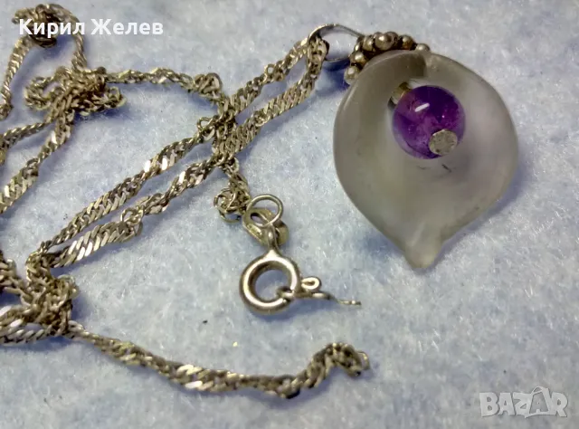 СРЕБЪРЕН ПЕНДАНТ ЦВЕТЕ КАМБАНКА с ВЕНЕЦИАНСКО СТЪКЛО МУРАНО и АМЕТИСТ с ВЕРИЖКА от СРЕБРО 925 49763, снимка 11 - Колиета, медальони, синджири - 50416535