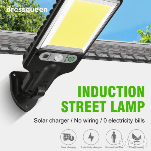 117COB СОЛАРНА ЛАМПА ЗА СТЕНА ВЪНШНА СЪС СЕНЗОР ЗА ДВИЖЕНИЕ, снимка 4 - Соларни лампи - 44566600