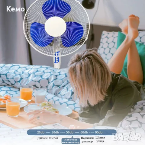 Вентилатор на стойка безшумен и икономичен, снимка 9 - Вентилатори - 50670087