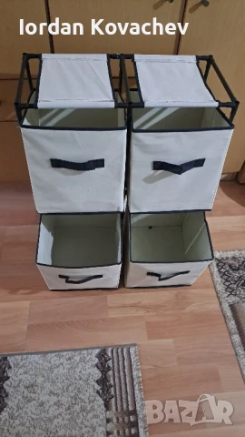 шкаф за съхранение 4, текстил и стомана, снимка 3 - Шкафове - 50620455