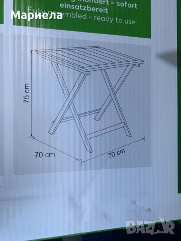Сгъваема маса от акациева дървесина 70х70см., снимка 2 - Градински мебели, декорация  - 52248102