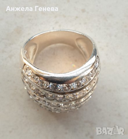 Масивен дамски сребърен пръстен с цирконий, снимка 3 - Пръстени - 38599628