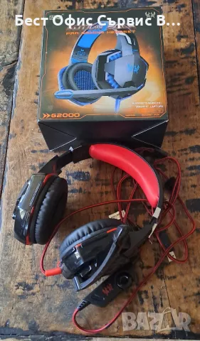 геймърски слушалки Kotion Each G2000 - с микрофон и LED светлини - черни с червено, снимка 5 - Слушалки и портативни колонки - 49041231