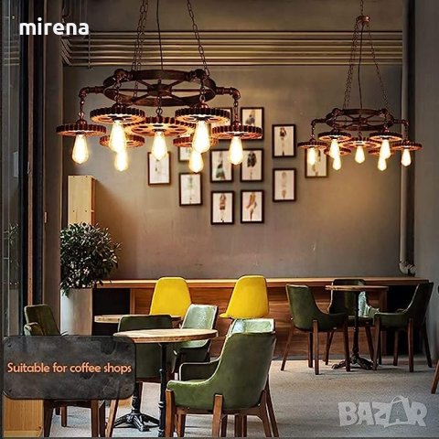 Висяща лампа Ретро полилей от ковано желязо Индустриална винтидж висяща лампа, снимка 4 - Лампи за таван - 34978653