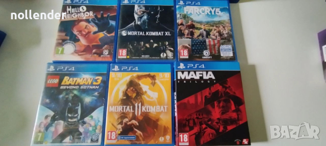 Игри за PS4:,Mortal Kombat 11,Mafia Trilogy,Far Cry 5,Mortal Kombat 10