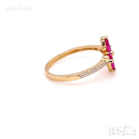 Златен дамски пръстен 1,63гр. размер:55 14кр. проба:585 модел:21991-5, снимка 2 - Пръстени - 44763471