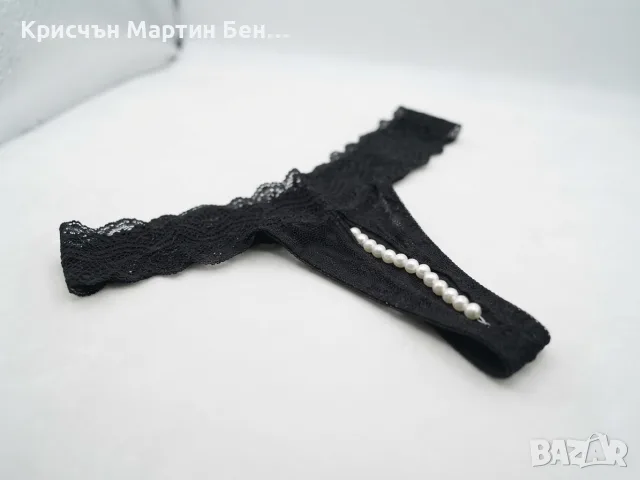 Еротична дантелена прашка с перли и отворено дъно – Размер 40 / M, снимка 2 - Бельо - 55710406