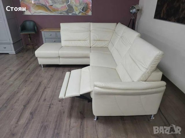 Кремав кожен ъглов диван MM-ZE1148 с електрически релакс механизъм, снимка 8 - Дивани и мека мебел - 44244932