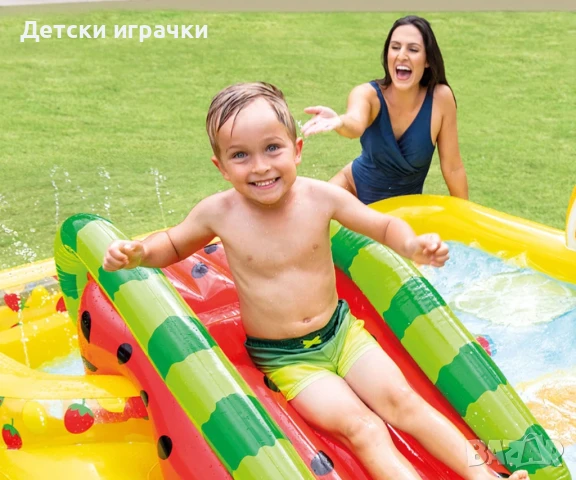 Надуваем център за игра с пързалка INTEX, 244 х 191 х 91 см, Плодове, снимка 3 - Надуваеми играчки - 50799260