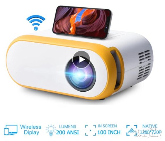 Мини Портативен 1680x1050 1080P Full HD LCD HDMI WiFi Miracast Мултимедиен Проектор Филми Мултимедиа