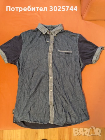 Мъжка риза с къс ръкав Lee Cooper, размер S - деним, снимка 1