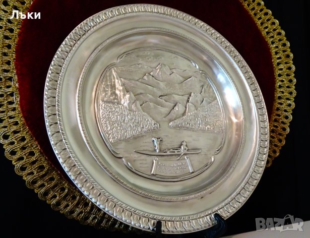 Чиния,пано от калай,релефна ловна картина Канада. , снимка 3 - Антикварни и старинни предмети - 40951240