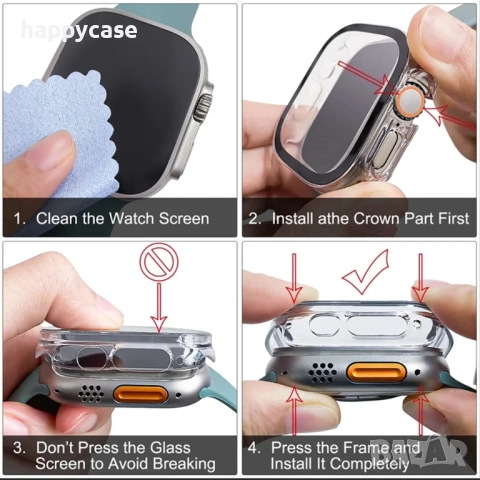 Apple Watch Ultra 3 2 1 / Series 11 10 8 6 5 4 / SE 3 2 1 / Твърд удароустойчив кейс с протектор, снимка 11 - Смарт часовници - 41060907