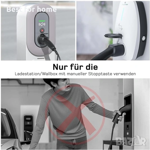 Адаптер тип 2 към Schuko щепсел за зарядно за електрически автомобили, велосипеди, скутери и др., снимка 3 - Друга електроника - 53706900