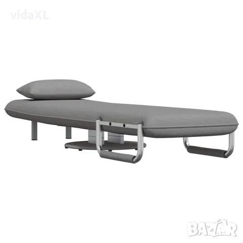 vidaXL Въртящ се разтегателен фотьойл, светлосив, текстил, снимка 4 - Дивани и мека мебел - 56146397