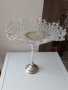 Английска сребърна фруктиера с кристално стъкло/сребро сребърни, снимка 1 - Вази - 41589370